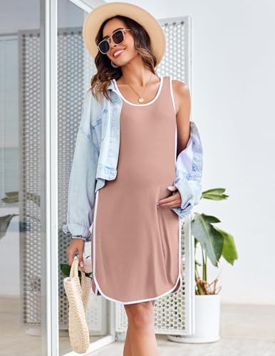 Labor and Delivery Gown Maternity Dress Breastfeeding Nursing Nightgown - color: Dusty Pink, size: Medium