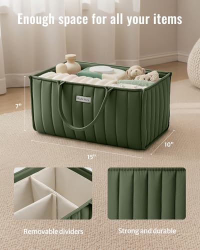 Blissful Diary Baby Diaper Caddy Organizer, Nursery Storage, Deep Green - color: Deep Green