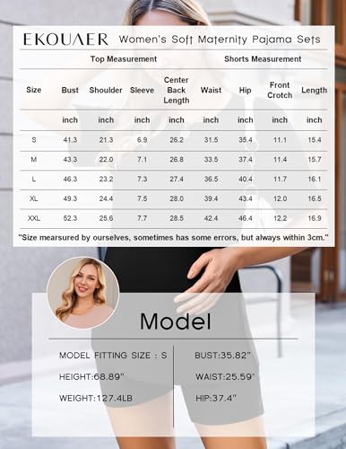 Ekouaer Maternity Sets 2 Piece Outfits Summer Caual Pregnancy Loungewear - color: Black, size: Large
