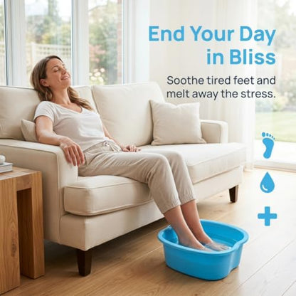 Ytterbium Foot Soaking Basin, Large Massage Foot Soaking Tub-Blue - color: Blue
