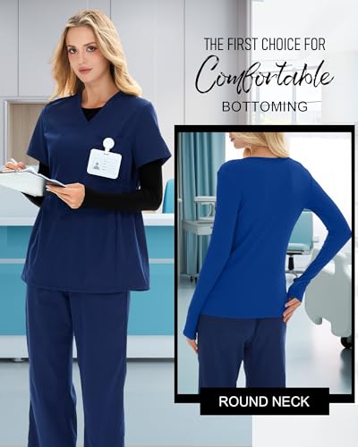 4 Pack Women's Underscrub Shirts - color: Royal Blue, White, Mixed Gray, Black, size: XX-Large
