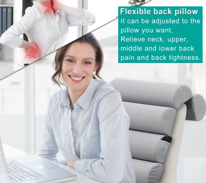 Ergonomic Lumbar Support Pillow for Office Chair,Adjustable Back Cushion - color: Light Grey