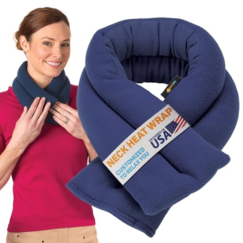 SunnyBay Microwavable Heating Pad, Neck and Shoulder Wrap, 26x4 inch, Navy - color: Navy Blue