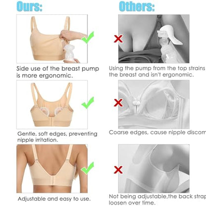 Hands Free Pumping Bra Hands-Free Breast Pump Bra Nursing Bras - color: Beige, size: Large