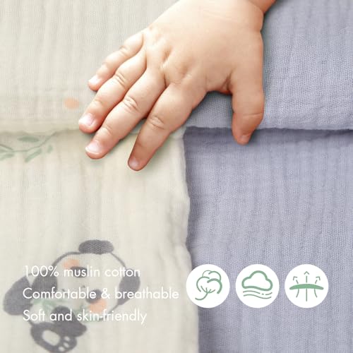 ANYEDDE 2-Pack Muslin Nursing Covers for Breastfeeding with Arch Neckline - color: C Gray & Panda