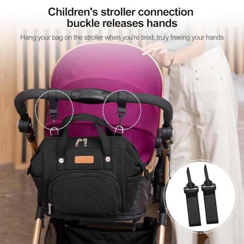 FHELAD HELAD Small Diaper Bag Backpack, 4 in 1 Mini Baby Bag for Short Trip - color: Black