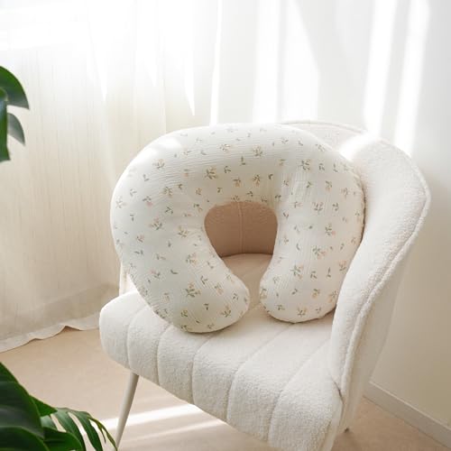 MairMore 2 Pack Muslin Baby Nursing Pillow Covers，Cover Only - color: Pink Blossom