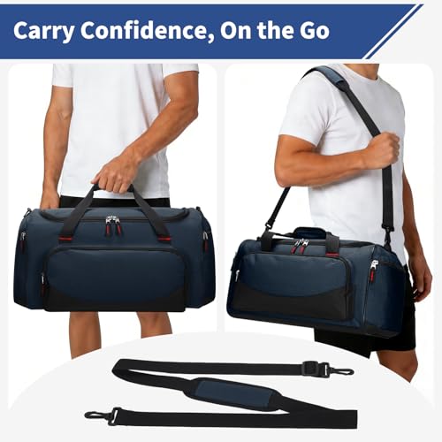 45L Gym Sport Duffle Bag for Men, Navy Blue - color: Navy Blue