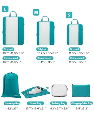Gonex Compression Packing Cubes for Travel, Mesh Bags Luggage Organizers