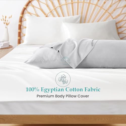 Body Pillow Cover 20x48 Silver Grey 600 TC 100% Egyptian Cotton - color: Silver Grey, size: 20" x 48" (Pack of 1)