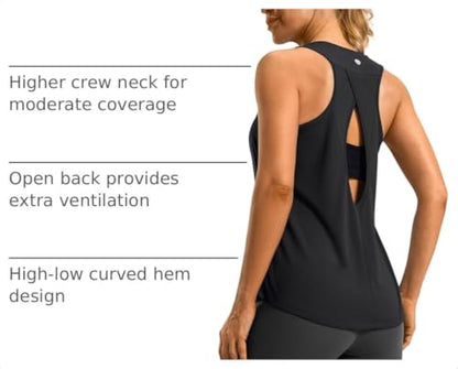 G Gradual Women's Workout Tops Open Back Athletic Tank Tops Running Shirts - color: Black, size: XX-Large