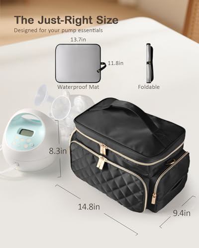 Breast Pump Bag Kit for Spectra S1/S2, Pumping Bag with Bottle Brush Set - color: Black