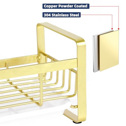 HULISEN Kitchen Sponge Holder, 304 Stainless Steel Sink Caddy, Gold - color: Gold, size: Medium