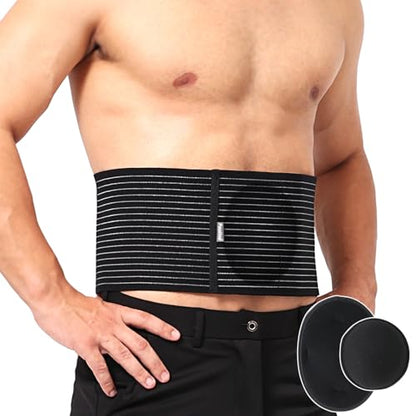 Pauline Umbilical Hernia Belt with 2x Compression Pads, Abdominal Support Binder for Men & Women Belly Hernia Surgery - size: Small-Medium