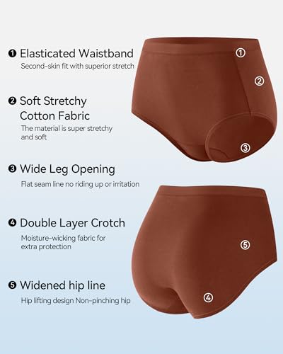 Annenmy High Waisted Panties Women's Cotton Underwear Full Coverage Briefs Soft Breathable Stretch Briefs Regular & Plus Size - color: Multicolor-a, size: Large