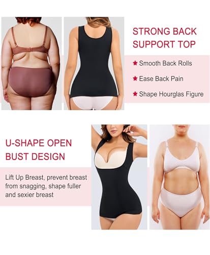 Gotoly Women's Waist Cincher Tummy Control Shapewear Compression Vest - color: Black/Beige 2pcs, size: Medium