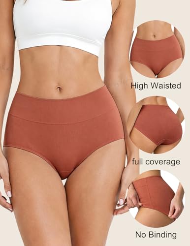 High Waisted Cotton Underwear for Women Full Coverage Panties - color: Mix1(pack-5), size: X-Large