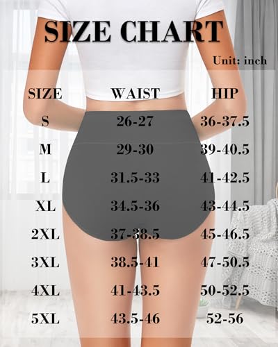 OLIKEME Cotton Underwear High Waisted Panties Full Coverage Underpants Soft Strech Ladies Briefs for Women Multi Pack - color: Multi-c-5 Pack, size: Medium