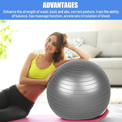Leyndo 8 Pcs 26 Inch Large Yoga Exercise Ball - color: Gray