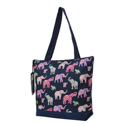 NGIL Medium Canvas Tote Bag with Coin Purse - color: Bohemian Elephant-navy