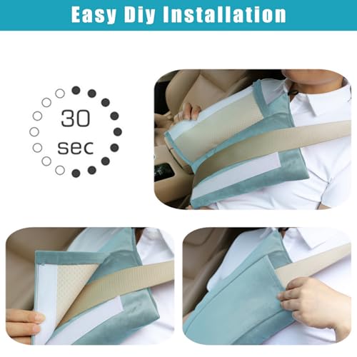 Post Surgery SeatBelt Pillow for Pregnancy Mastectomy Hysterectomy Recovery - color: Light Blue
