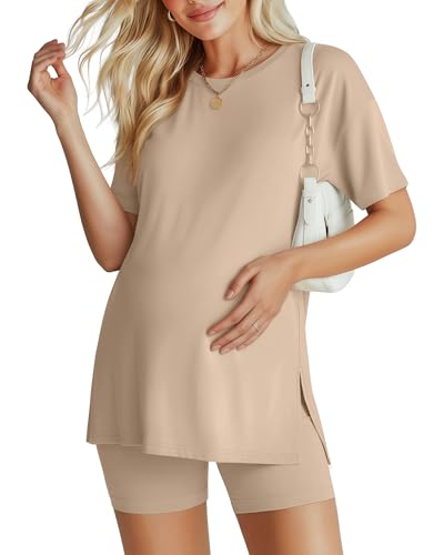 Women's Maternity Pajamas Set 2 Piece Outfits - color: Khaki, size: X-Large