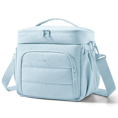 BAGSMART Puffy Insulated Lunch Bag, Lightweight Large 14L Double Deck Blue - color: Blue, size: 14 l