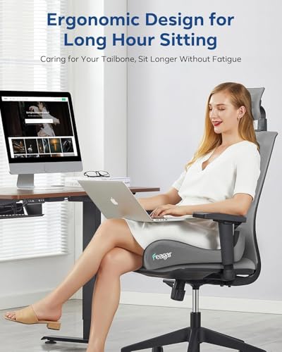 Seat Cushion - Memory Foam Ergonomic Seat Cushion -for Long Sitting - color: Gray