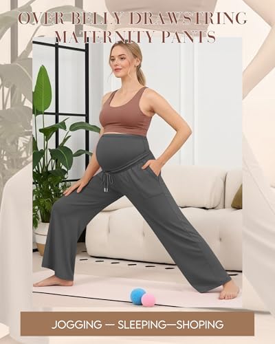 3 Pack Women's Maternity Casual Pants - color: Blue, Dark Gray, Black, size: X-Large