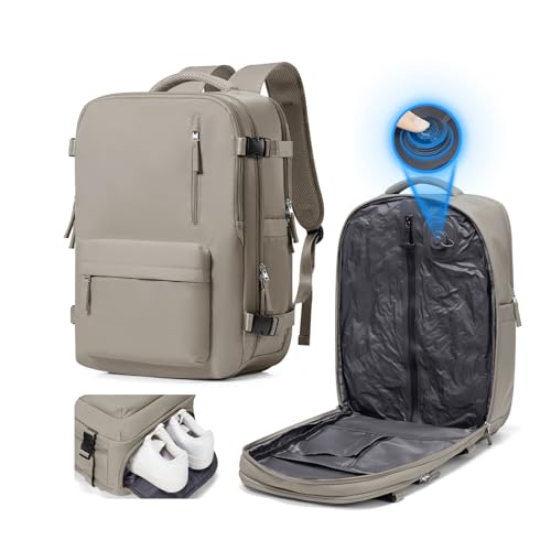 suradar Vacuum Seal Travel Backpack Built-in Pump,Air Compression System Vacuum Vacpack Travel Bag for Women Men Carry On Suitcase Luggage Laptop Airlines Approved Daypack Space Saver Bags Grey Brown - color: A1-greybrown