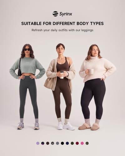 Syrinx 3-Pack High-Waisted Leggings with Pockets for Women, Tummy Control - color: 3 Pack Black,navy Blue,dark Grey, size: Small-Medium