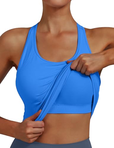 Women's Seamless Side-Ruched Racerback Tank Top - color: Lake Blue, size: X-Small