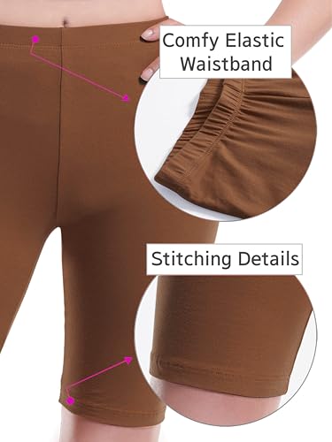 Design by Olivia Women's Soft Cotton Stretch High Waisted Biker Yoga Shorts - color: Mocha, size: X-Large