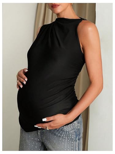 MakeMeChic Women's Maternity Going Out Tops Cute Sleeveless Blouses Tops - size: Large