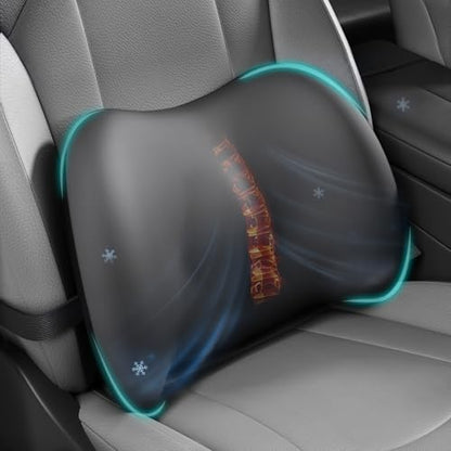 BYMECOST Cooling Lumbar Support Pillow for Car,Memory Foam Car Back Cushion - color: Grey Cooling Fabric