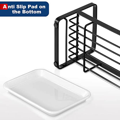 HULISEN Kitchen Sponge Holder, 304 Stainless Steel Sink Caddy, Black - color: Black, size: Medium