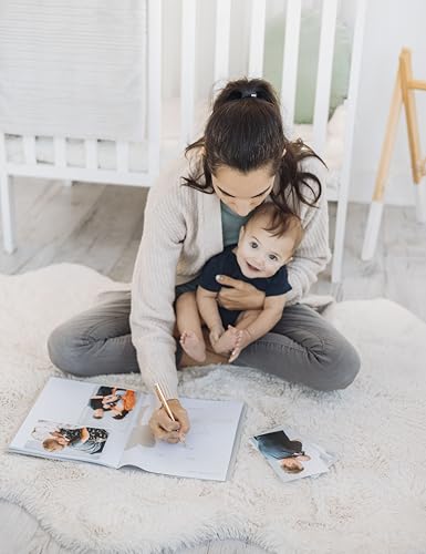 Pearhead Gray Linen Hello Baby Memory Book, Includes Clean-Touch Ink Pad - color: Gray Linen Baby Book