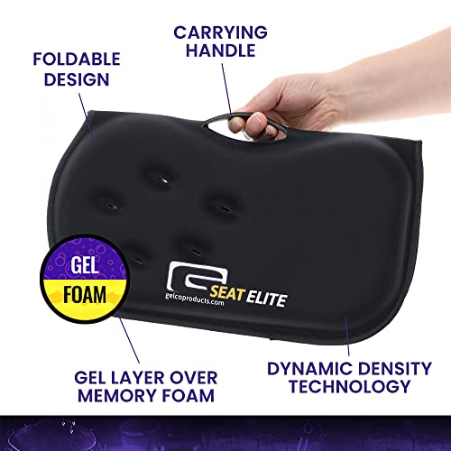 GSeat Elite Orthopedic Gel and Foam Seat Cushion for Coccyx, Back, Tailbone, Prostate, Postnatal, and Sciatica - Black - color: Black