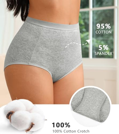 OLIKEME Womens Cotton Underwear High Waisted Postpartum C Section Panties Soft Stretch Breathable Full Coverage Briefs 6 Pack - color: Multi-6 Pack,dark, size: Medium