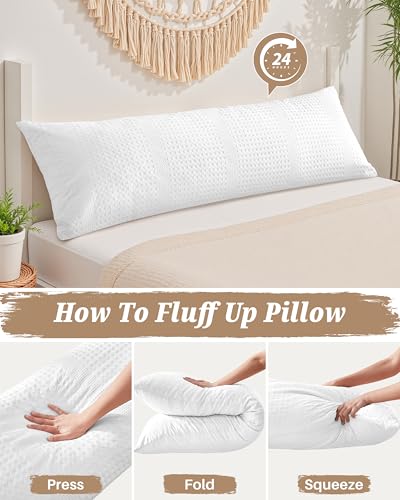 YZ HOME Waffle Weave Body Pillow for Adults, Memory Foam Insert - color: White