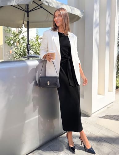 MEROKEETY Women's Summer T Shirt Casual Work Wrap Maxi Dresses - color: Black, size: XX-Large