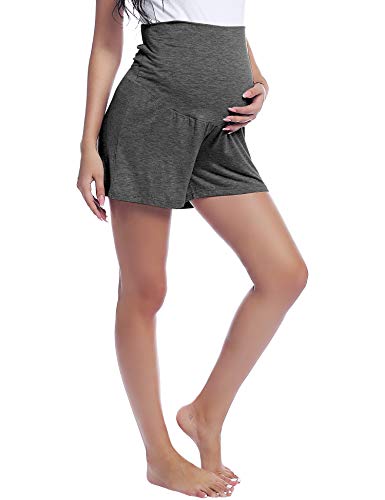 Joyaria Bamboo Viscose Cooling Maternity Pajama Shorts,Maternity Clothes - color: Dark Gray, size: Medium
