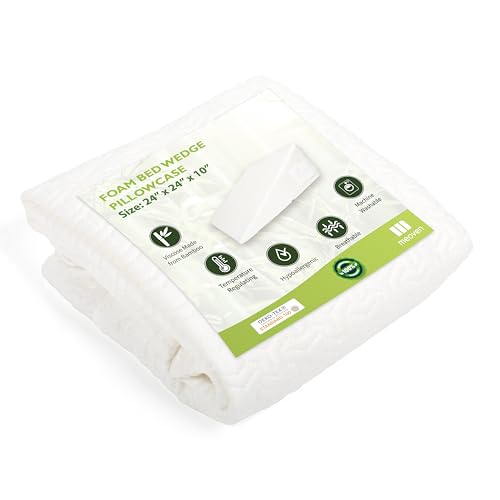 Wedge Pillow Cover 24x24x10 in, Zipper & Pockets, White - color: White