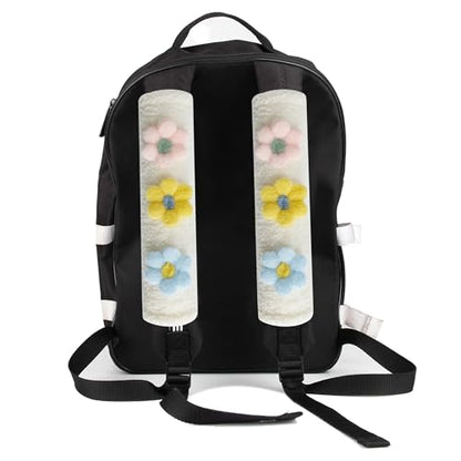 Amooca 2-Pack Braid Pattern Seat Belt Covers Shoulder Pads for Car & Bag - color: Light Blue Yellow Pink Flower