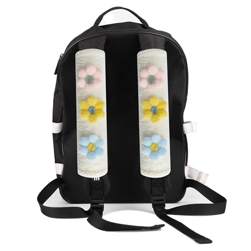 Amooca 2-Pack Braid Pattern Seat Belt Covers Shoulder Pads for Car & Bag - color: Light Blue Yellow Pink Flower