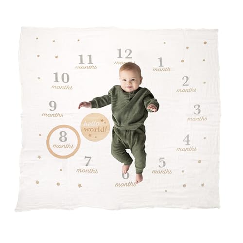 Pearhead Hello World Baby Milestone Blanket and Photo Prop