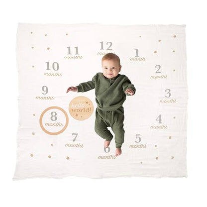 Pearhead Hello World Baby Milestone Blanket and Photo Prop