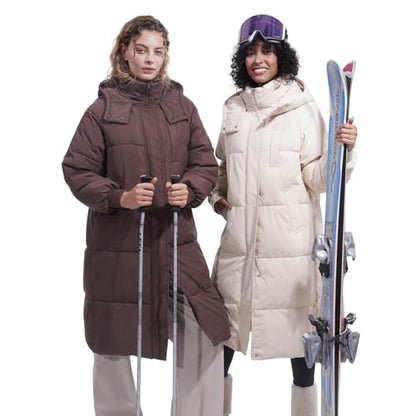 PUFFIT Long Puffer Jacket for Women,2025 Thickened Winter Coat Hooded with Deep Pockets, Ladies Warm Winter Jacket - color: Elegant Charcoal, size: Medium