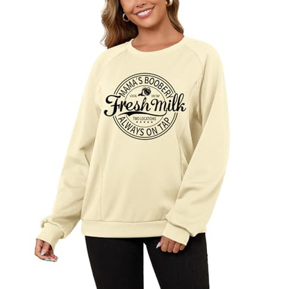 DEBELLY Nursing Friendly Sweatshirt for Breastfeeding Dual Zippers - color: Apricot Printed Pattern, size: Small