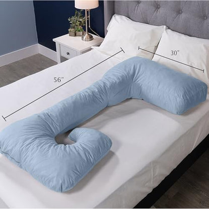 MyPillow Single L Shape Maternity Pillow – 56" x 28" Pregnancy & Body Support Pillow with Removable Zippered Cover, Sky Blue - color: Sky Blue, size: L -Shape